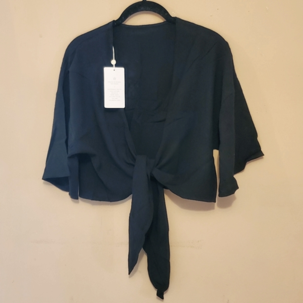 Toluca Maria Tie-Front Linen Top - onyx - Picture 1 of 14